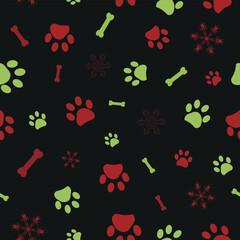 Christmas design seamless paw prints pattern 3