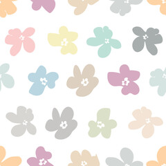 Pastel simple flowers. Seamless fabric design pattern