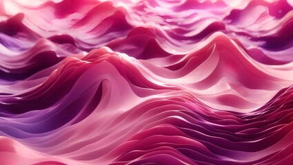 Fototapeta premium abstract 3D image of digital waves in shades of pink and purple with a wide-angle lens