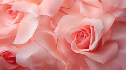 Close-up of delicate rose petals AI generative
