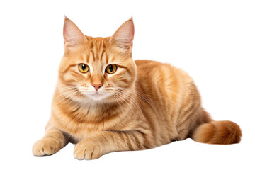 Portrait of a friendly cat, on a transparent background