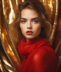 Portrait of beautiful young woman with bright make-up. Christmas and New Year party