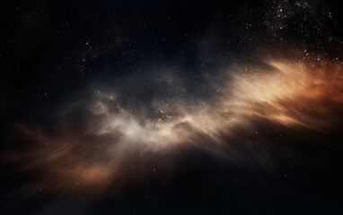 Background flying dust grains in a dark room with a dark dark background, Empty walls,  particles lights, smoke, glow, rays