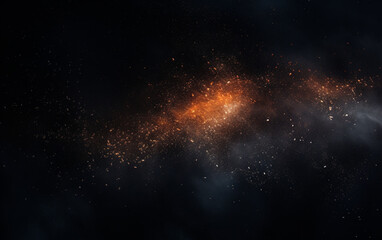 Fototapeta premium Background flying dust grains in a dark room with a dark dark background, Empty walls, particles lights, smoke, glow, rays