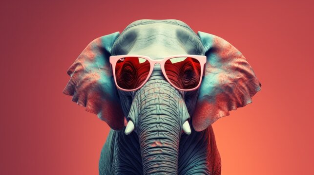 A majestic elephant wearing sunglasses stands confidently in the warm sunshine, reminding us of the beauty of nature and the power of the animal kingdom