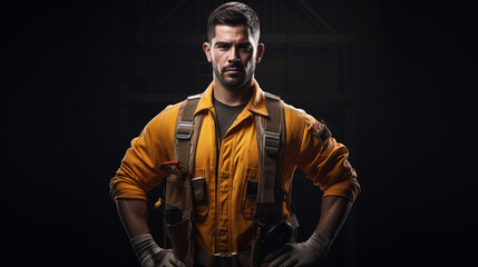 A strong and capable construction worker captured in a portrait.