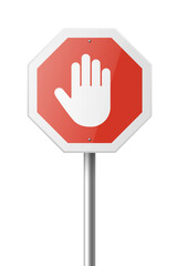 Vector Red and White Round Prohibition Sign Icon. Stop Traffic Sign Frame Closeup Isolated on a White Background. Traffic Road Plate, Sign Design Template, Front View