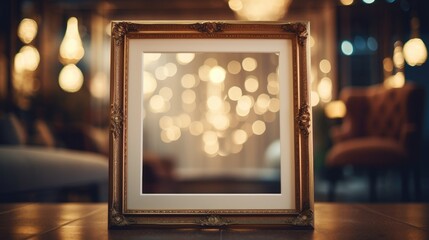 Picture frame with blurred furniture in the background