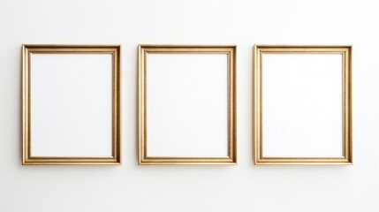 Gold frames on a white background