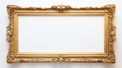 Gold frame on a white background - obrazy, fototapety, plakaty