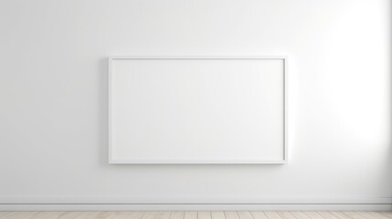 Picture frame on a white wall in a minimalist interior