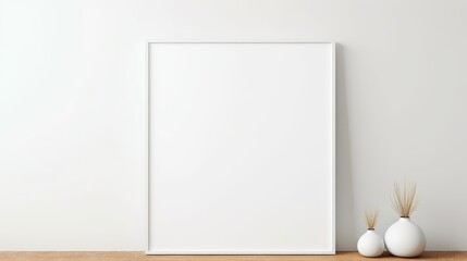 Fototapeta na wymiar Picture frame on a white wall in a minimalist interior
