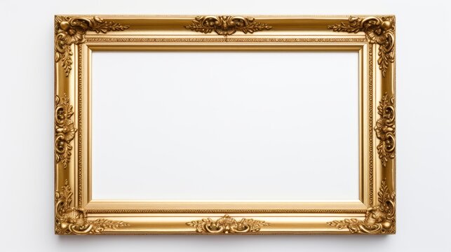 Gold frame on a white background