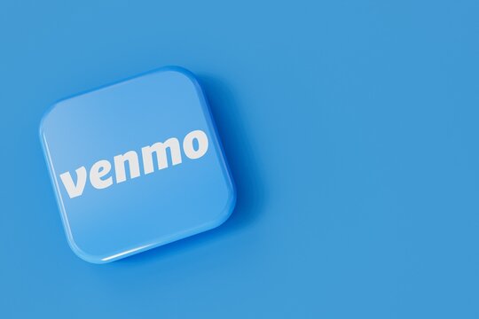 LONDON, UK - September 2023: Venmo online payment sharing service provider company logo. 3D Rendering
