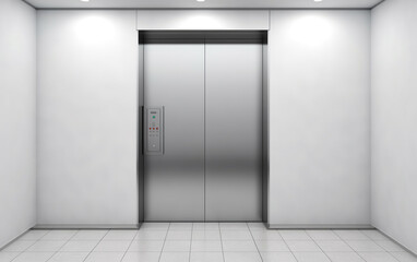 Blank Lcd screen media disply on wall Indoor Building with elevator - obrazy, fototapety, plakaty