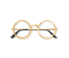 Golden glasses round black-rimmed glasses accessory. Optics lensvintage trend. Vector