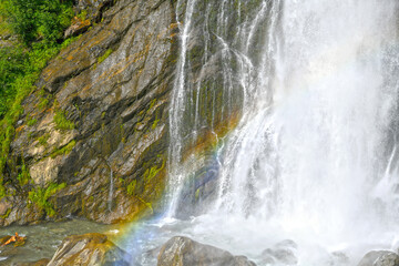 Der Stuibenfall im Weiler Niederthai, Gemeinde Umhausen (Tirol, Österreich)