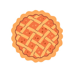 Pumpkin pie. Baking, pastry. Hello autumn, Thanksgiving Day. World Pie Day. Vector illustration in flat style