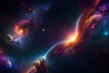 a cosmic dreamscape with swirling galaxies, nebulae, and planets - AI Generative