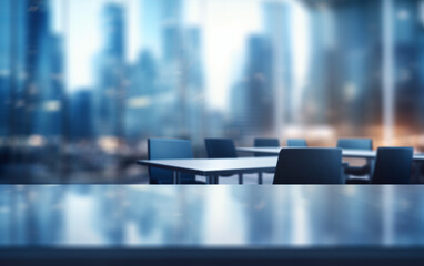 Blur background of empty modern office background in city center workspace interior design