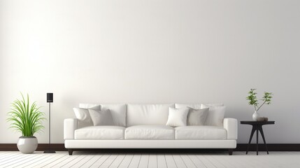 Fototapeta na wymiar Modern interior design of living room with white sofa 