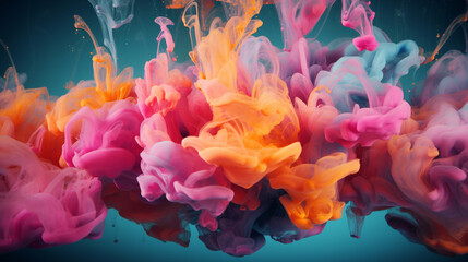 Obraz premium Abstract soft colorful ink splash in water background. 