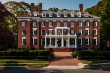 a stately Georgian colonial house, a regal embodiment of classic American architecture - AI Generative