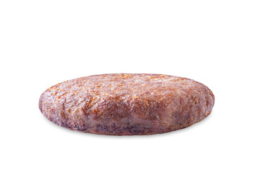 Fried fresh minced meat burger on a white isolated. background