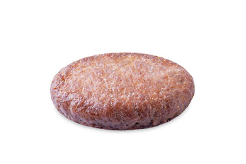 Fried fresh minced meat burger on a white isolated. background