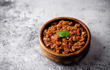 Chili con carne in a bowl