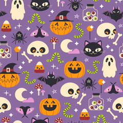 Halloween purple cute cartoon pattern - 644629526