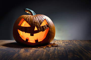 halloween pumpkin on wooden table