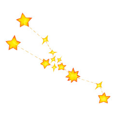 Taurus constellation. Watercolour Zodiac Sign. Yellow stars. Hand drawn illustration isolated on white.
