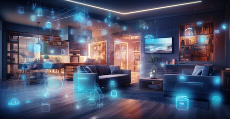 Fototapeta na wymiar Immersive Smart Home Experience: A Wide-Angle Look at IoT Device Interconnectivity