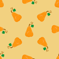 Vector seamless pattern with pumpkins. Hand drawn colorful illustration. Halloween background