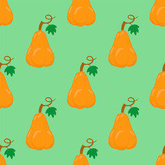 Vector seamless pattern with pumpkins. Hand drawn colorful illustration. Halloween background