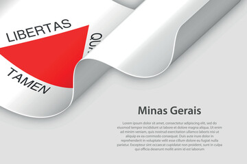 3d ribbon with flag Minas Gerais. Brazilian state. isolated on white background