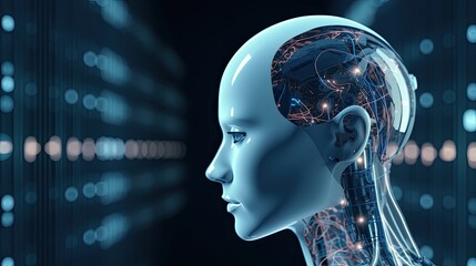 Artificial intelligence, robot, head. Generative ai