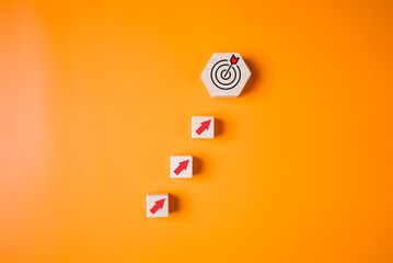 Business target goal and arrow up sign icons for increasing successful project plan, Business...