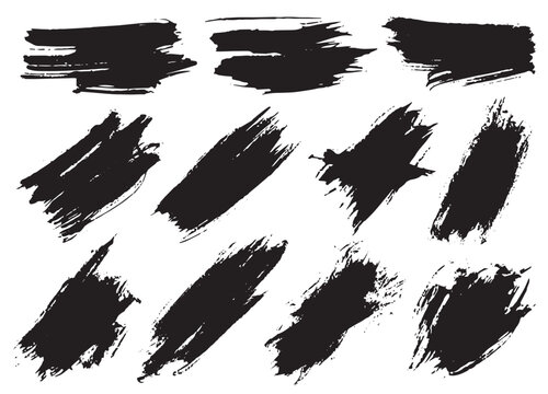 set of black ink splatter and splatter brushes, vector brush strokes, grunge patterns and sale elements