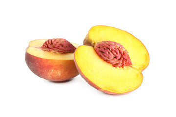 Ripe peach isolated on white background
