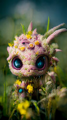 Portrait of a cute lizard creature in the field