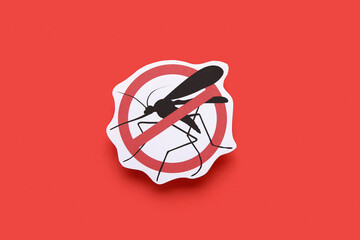 Anti mosquito sign on red background