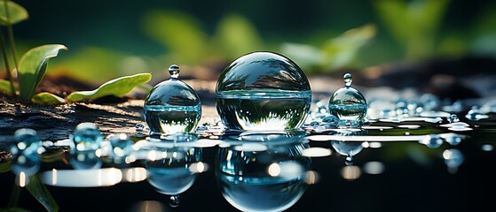 water drops on blue background