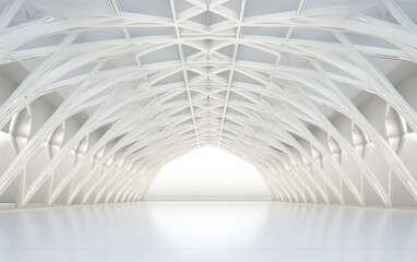 Empty exhibition center with truss. backdrop for exhibition stands.3d render