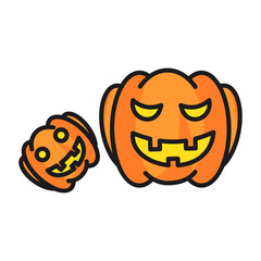 Jack O lantern icon. Pumpkin face sign. Halloween characters outline pictogram isolated on white background editable. Vector Icon Shape, closeup of simple symbol
