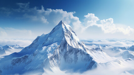 Fototapeta na wymiar mountain landscape, snow covered mountain peak.