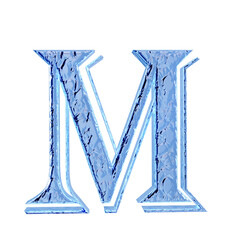 Fluted blue ice symbol. front view. letter m