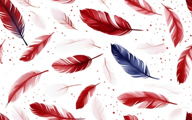 Seamless pattern with red and white feathers