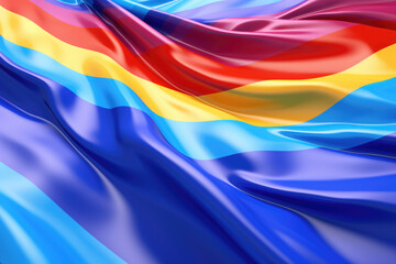 Vibrant rainbow flag is seen flying in wind. Represent LGBTQ pride, diversity, equality, and inclusivity. Perfect for social media posts, blog articles, website banners, and promotional materials.